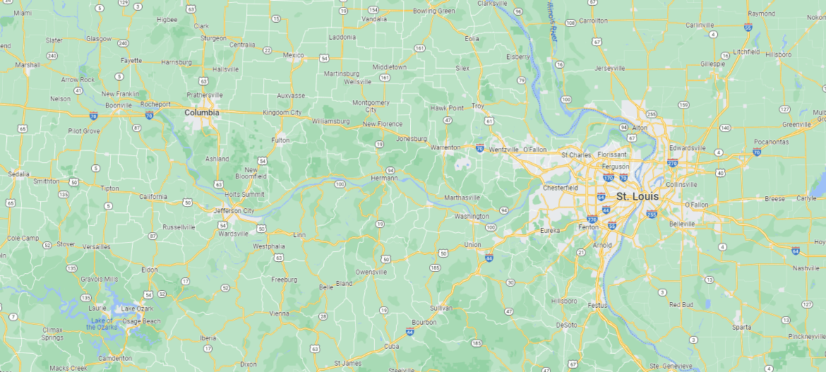 Golden Rule Cleaning service area map for St. Charles and St. Louis